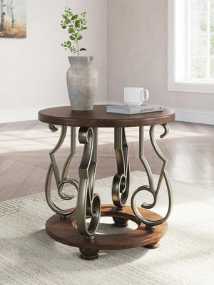 Frallyn Round End Table Dark Brown