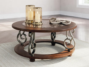 Frallyn Round Coffee Table Dark Brown