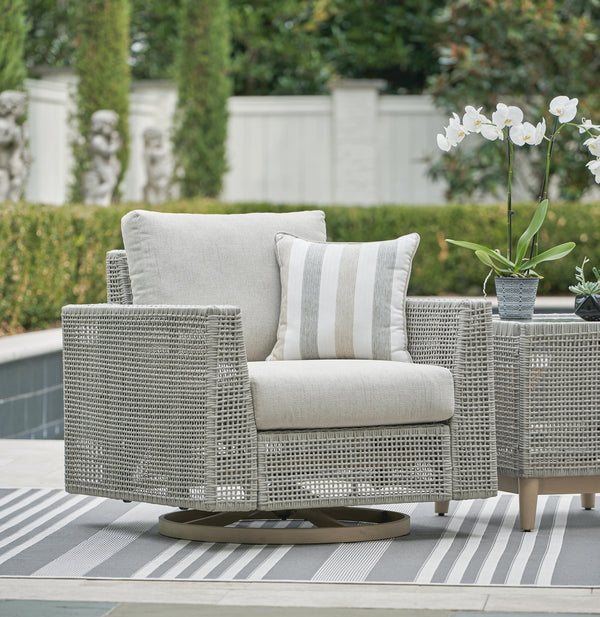 Seton Creek Outdoor Swivel Lounge with Cushion Gray