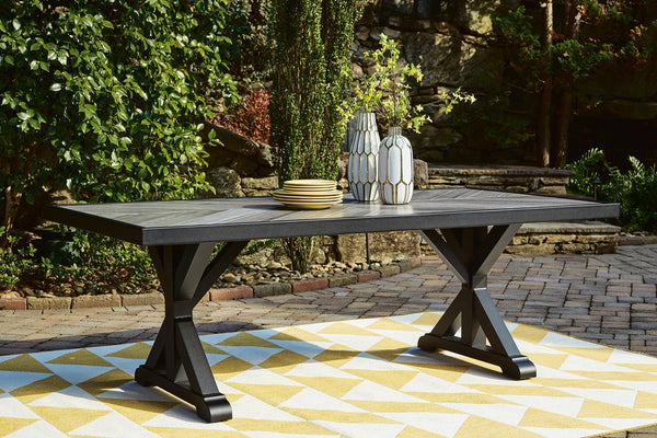 Beachcroft Outdoor Rectangle Dining Table with Umbrella Option Black/Light Gray