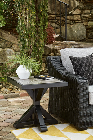 Beachcroft Outdoor End Table Black/Light Gray