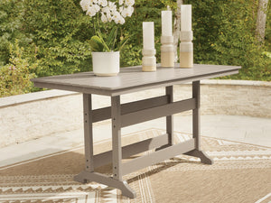 Seacliff Beach Outdoor Counter-Height Dining Table with Umbrella Option Medium Brown