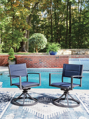 Rocky Creek Outdoor Sling Swivel Chair Blue/Gray