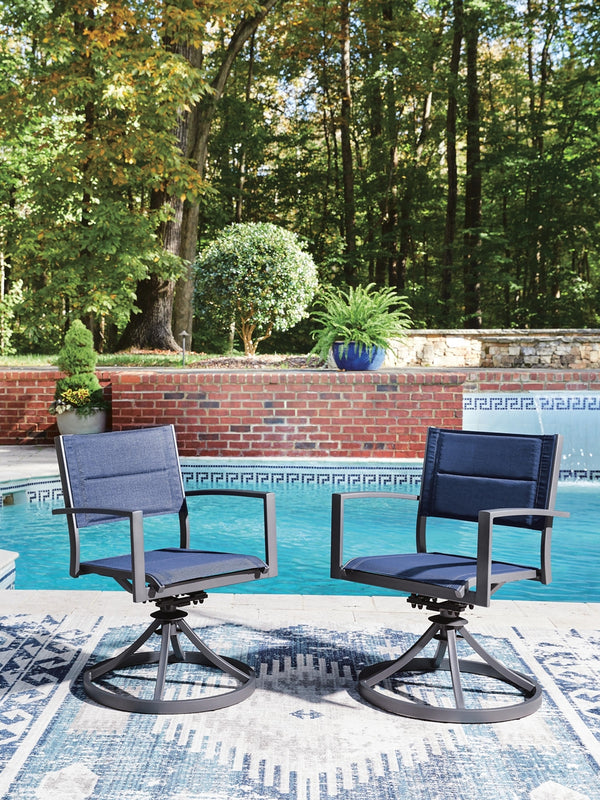 Rocky Creek Outdoor Sling Swivel Chair Blue/Gray