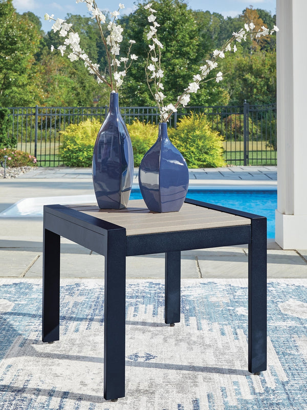East Beach Outdoor End Table Navy Blue/Driftwood
