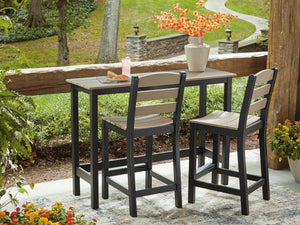 Shoreline Beach Outdoor Counter Table & 2 Barstools Black/Beige