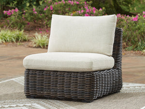 Kimora Outdoor Armless Chair with Cushion Beige/Dark Brown