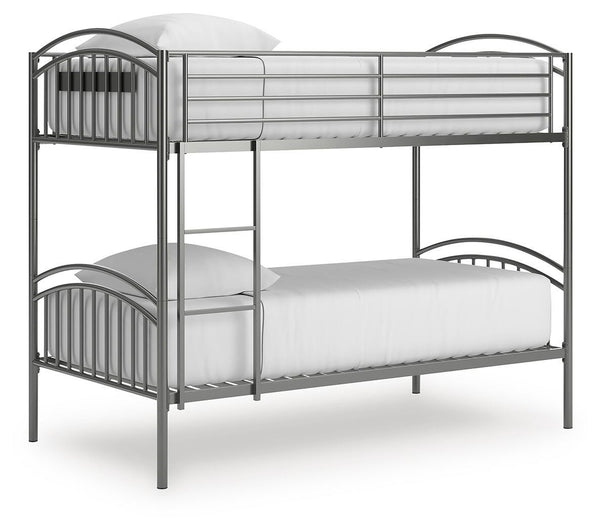 Lanceburg Twin over Twin Bunk Bed with Ladder Gray