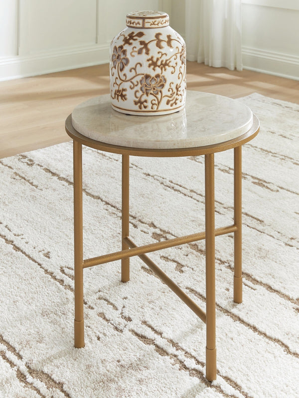 Alben Round End Table Antique Gold