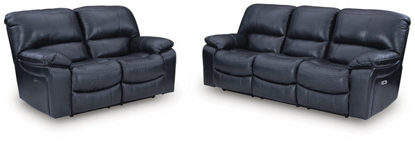 Leesworth Power Reclining Sofa & Loveseat Ocean