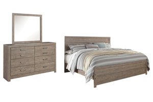Culverbach King Panel Bed, Dresser & Mirror Gray