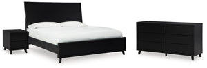 Danziar Queen Panel Bed, Dresser & Nightstand Black