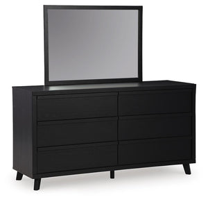 Danziar King Panel Bed, Dresser, Mirror & Nightstand Black