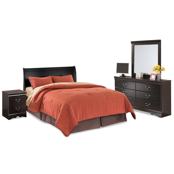 Huey Vineyard Queen Sleigh Headboard, Dresser, Mirror & Nightstand Black