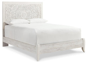 Paxberry Queen Panel Bed, Dresser, Mirror & Nightstand Whitewash