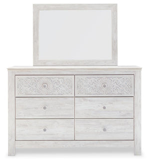 Paxberry Queen Panel Bed, Dresser, Mirror, Chest & 2 Nightstands Whitewash