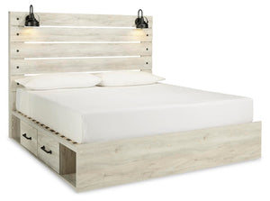 Cambeck King Panel Bed with Storage, Chest & Nightstand Whitewash
