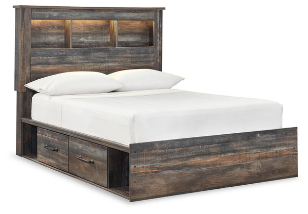 Drystan Full Bookcase Bed with 2 Sided Storage & Nightstand Multi
