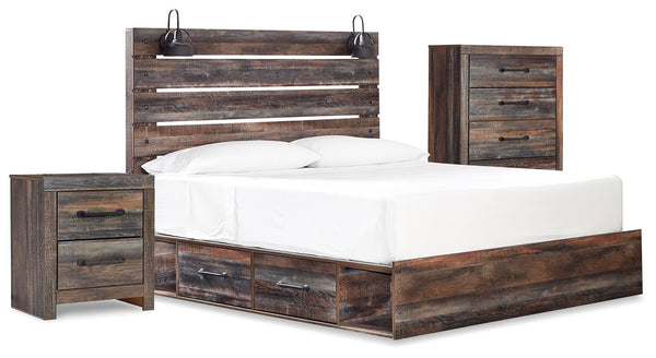 Drystan Queen Panel Bed with Storage, Chest & Nightstand Multi