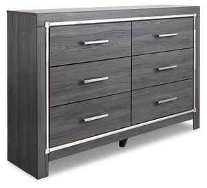 Lodanna King Upholstered Panel Bed, Dresser, Chest & 2 Nightstands Gray