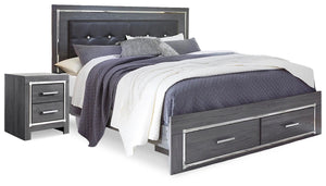 Lodanna Queen Storage Bed & Nightstand Gray