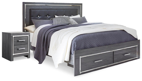 Lodanna Queen Storage Bed & Nightstand Gray