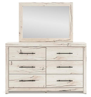 Lawroy Twin Panel Bed with Storage, Dresser & Mirror Light Natural
