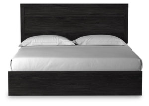 Belachime King Panel Bed & Nightstand Charcoal