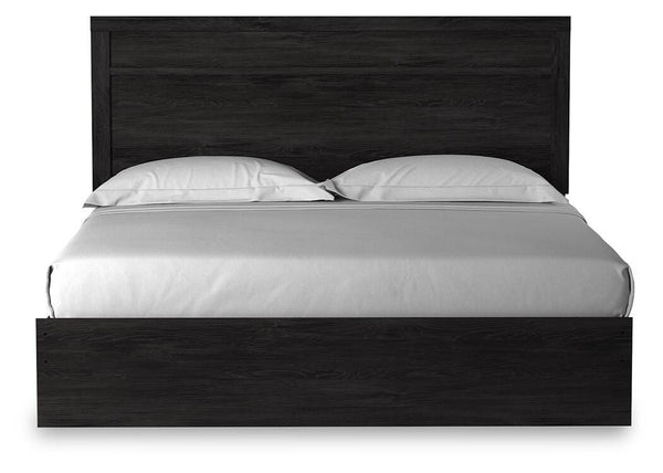 Belachime King Panel Bed & Nightstand Charcoal