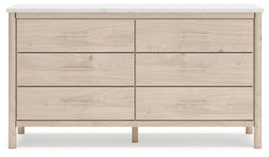 Cadmori Queen Upholstered Panel Bed, Dresser & Nightstand Two-tone