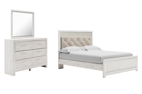 Altyra Queen Panel Bed, Dresser & Mirror White