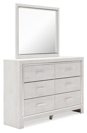 Altyra Queen Upholstered Panel Bed, Dresser, Mirror, & Nightstand White