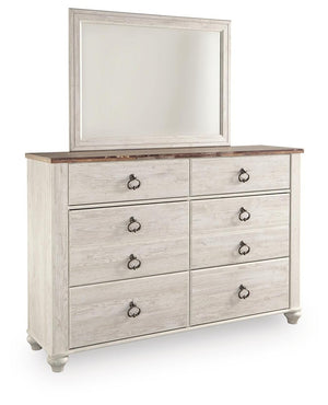 Willowton Full Panel Bed, Dresser & Mirror Whitewash