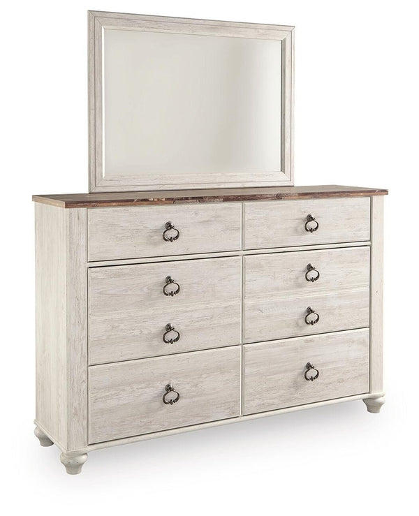 Willowton Full Panel Bed, Dresser & Mirror Whitewash