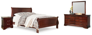 Alisdair King Sleigh Bed, Dresser, Mirror & Nightstand Reddish Brown