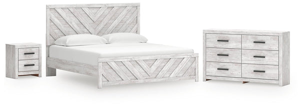 Cayboni King Panel Bed, Dresser & Nightstand Whitewash