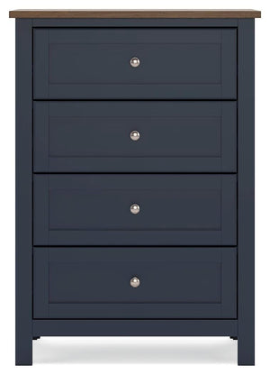 Landocken Twin Panel Bed, Chest & Nightstand Brown/Blue