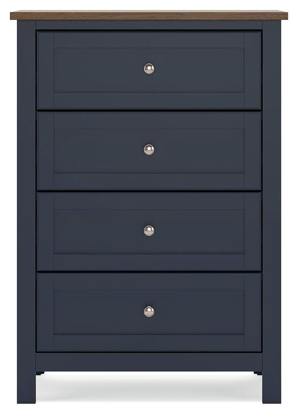 Landocken Twin Panel Bed, Chest & Nightstand Brown/Blue