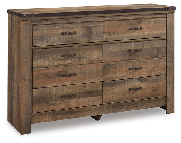 Trinell Full Panel Bed with Storage & Dresser Brown