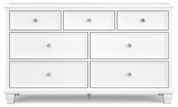 Fortman King Panel Bed, Dresser & 2 Nightstands White