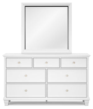 Fortman King Panel Bed, Dresser, Mirror & Nightstand White