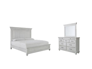 Kanwyn King Panel Bed, Dresser & Mirror Whitewash