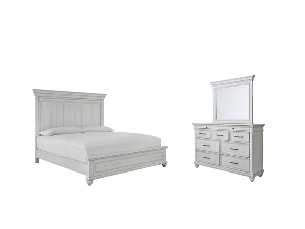 Kanwyn King Panel Bed, Dresser & Mirror Whitewash