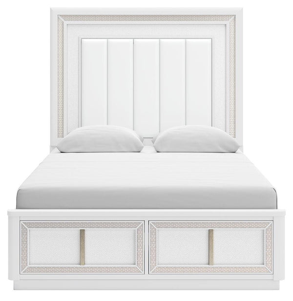 Chalanna Queen Panel Storage Bed & Nightstand White