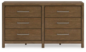 Cabalynn King Upholstered Bed, Dresser & 2 Nightstands Light Brown