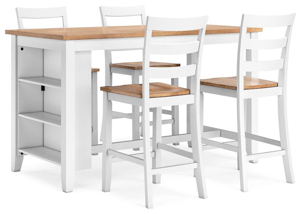 Gesthaven Counter-Height Dining Table & 4 Barstools Natural/White