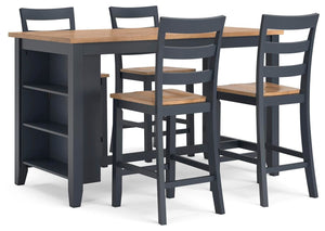Gesthaven Counter-Height Dining Table & 4 Barstools Natural/Blue