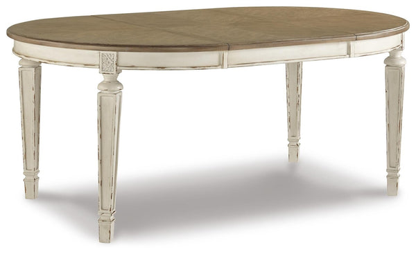 Realyn Dining Table & 8 Chairs Chipped White