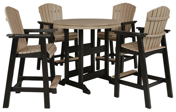 Fairen Trail Outdoor Counter-Height Dining Table with 2 Barstools Black/Driftwood