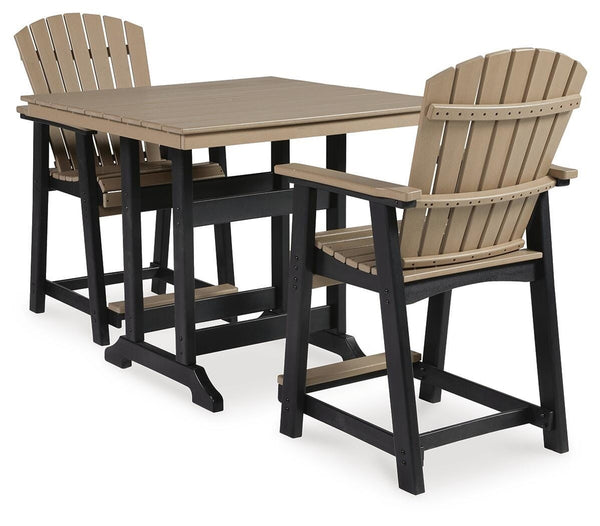 Fairen Trail Outdoor Counter-Height Dining Table with 2 Barstools Black/Driftwood